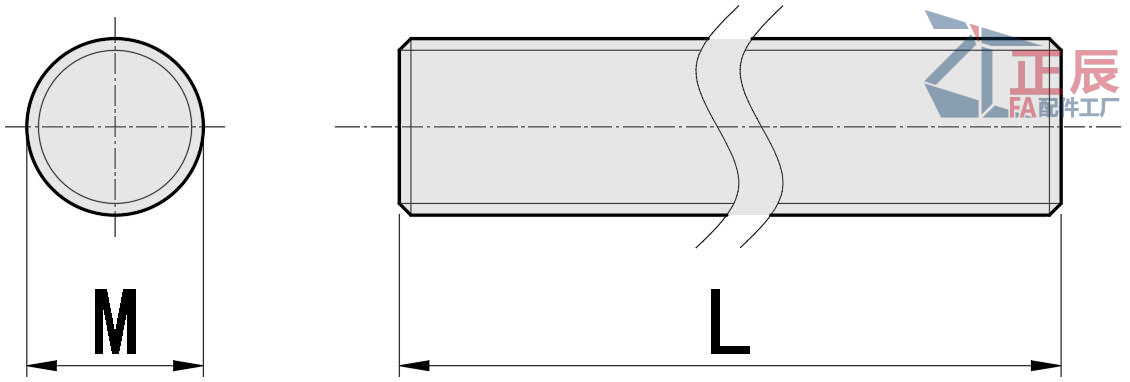 Bolzen mit Vollgewinde, flache Spitze, ANE