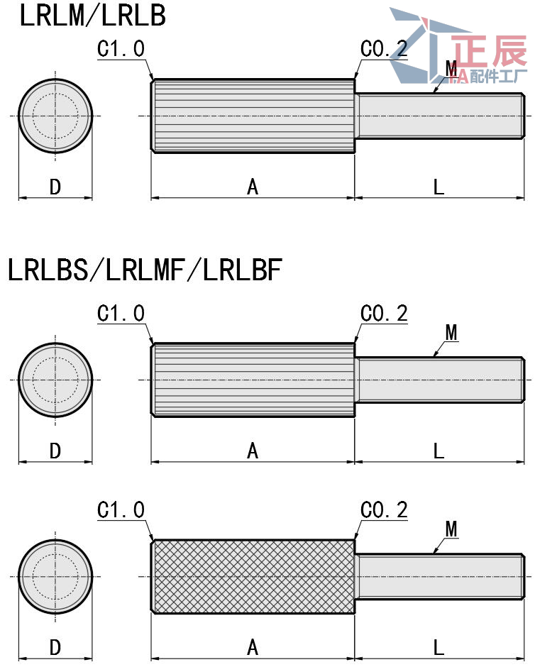 LRLB Rändelschrauben mit langem Rändelkopf aus Stahl/Edelstahl