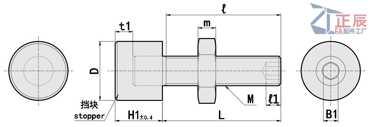 Anschlagschrauben, Innensechskantspitze mit Urethan-Stoßdämpfer UNBH UNBHH