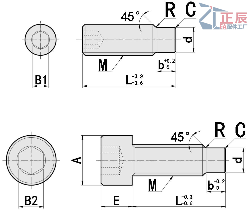 Innensechskant-Stellschraube Dog-Point 304 Edelstahl M4 - M10 grob MSSG