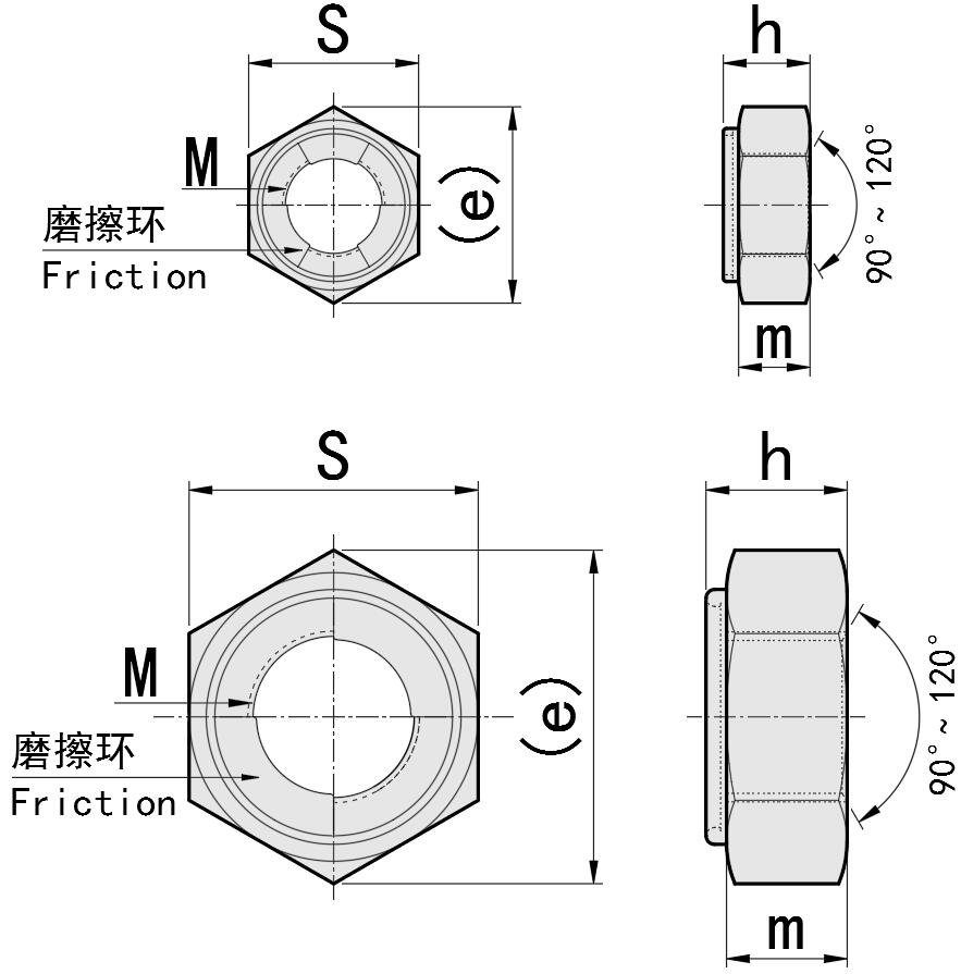 U-Muttern UNUTSZ selbstsichernde Mutter DIN 980 Sicherungsmuttern