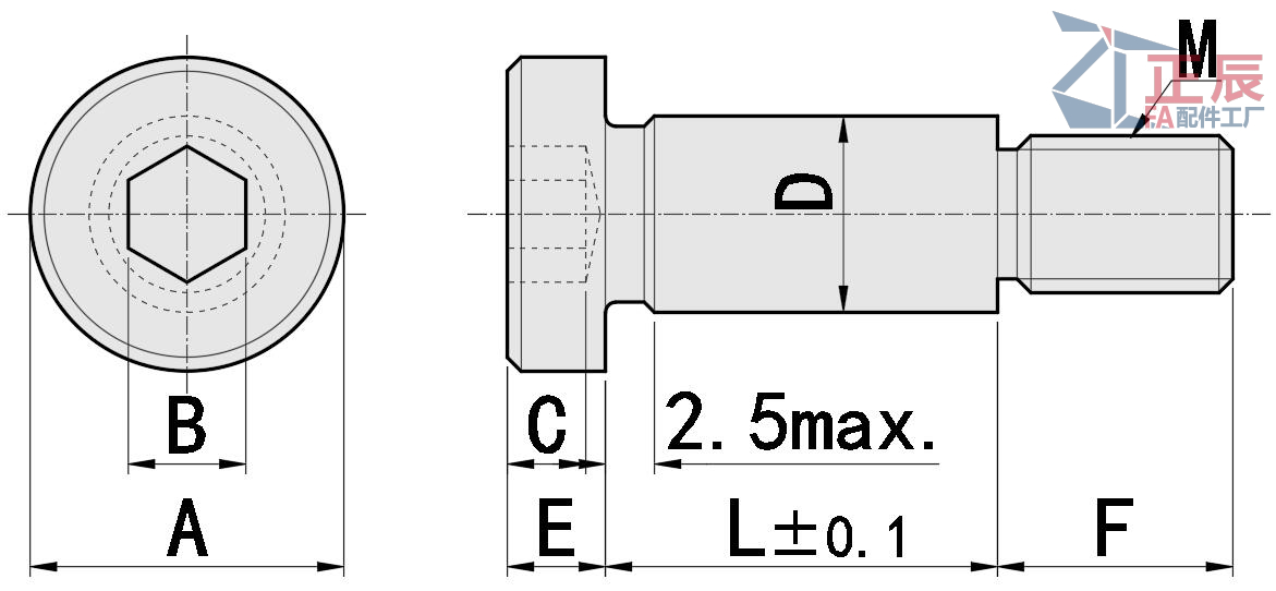 Schulterschrauben mit niedrigem Kopf, wählbare Schrittlänge LMSB