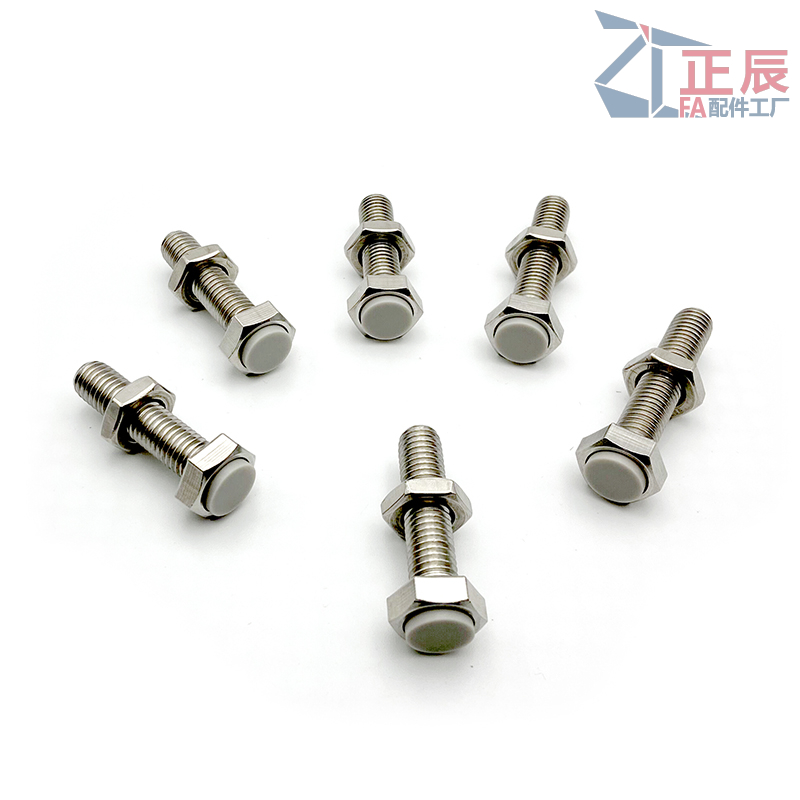 Anschlagbolzen mit Puffern, gerade Standardform, UST SUST LUST PUST PSST