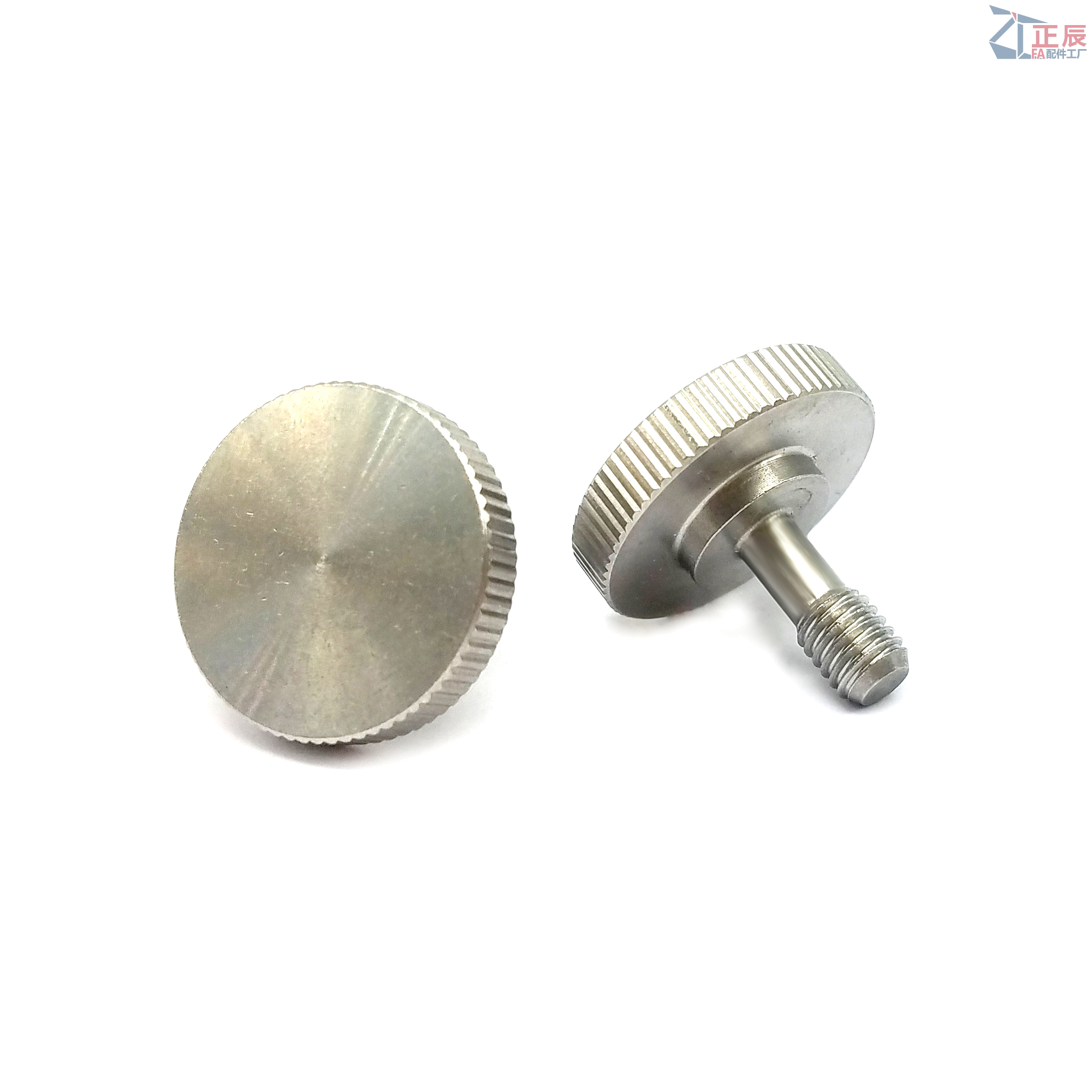 Unverlierbare Schrauben, gerändelt, großer Flachkopf, Edelstahl, RNCB