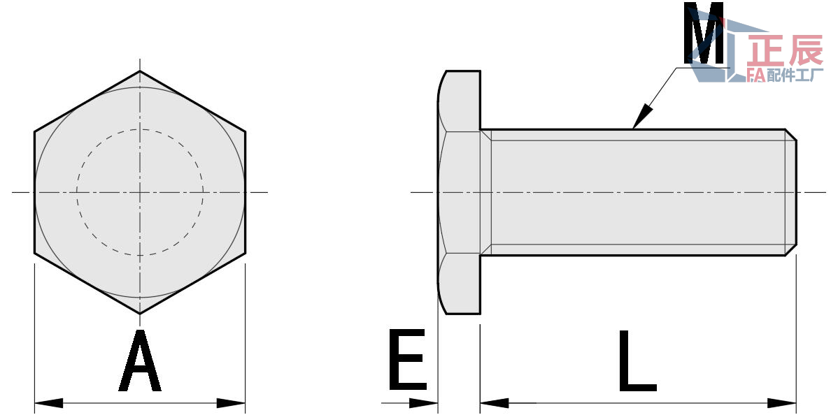 Besonders flache Sechskantschraubenbefestigungen aus Edelstahl 304 RSCBT4 M8