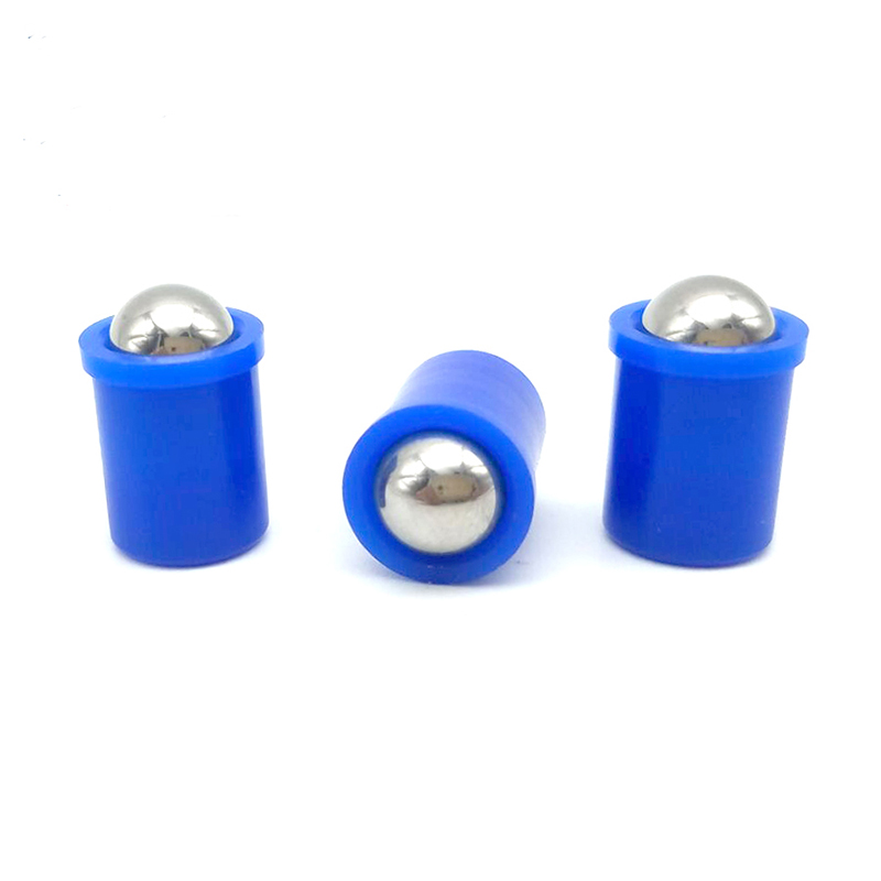 Kurze, glatte Press-Fit-Kugelstößel mit Kragen und blauer Kugel